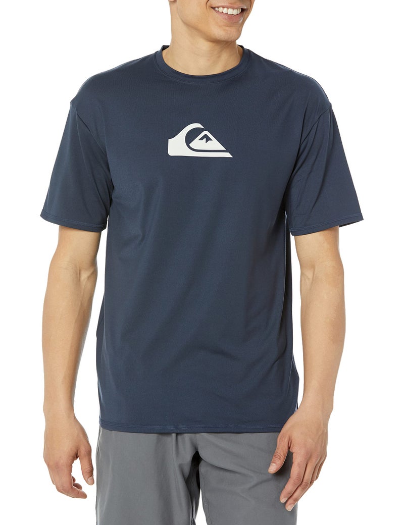 Quiksilver mens Solid Streak Short Sleeve Rashuguard Upf 50 Sun Protection Surf Rash Guard Shirt, Navy Blazer, Medium US - Image 1